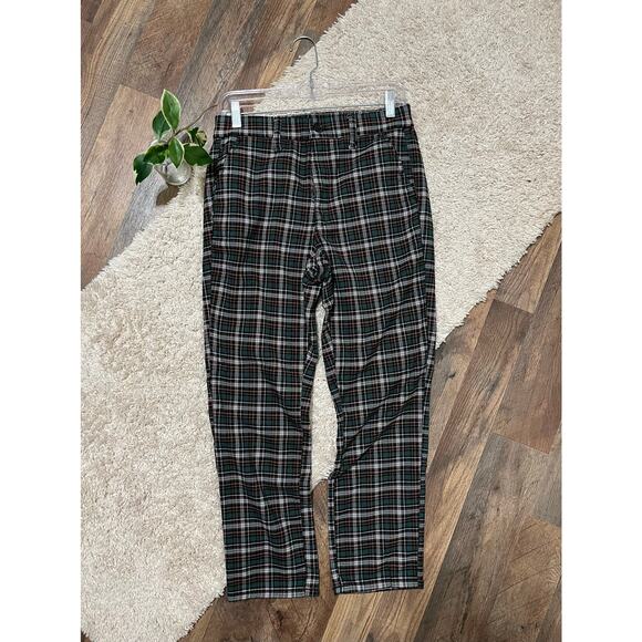 American Eagle Versatile Tailored Plaid Super High Rise Cropped Skinny Trousers - Picture 1 of 9